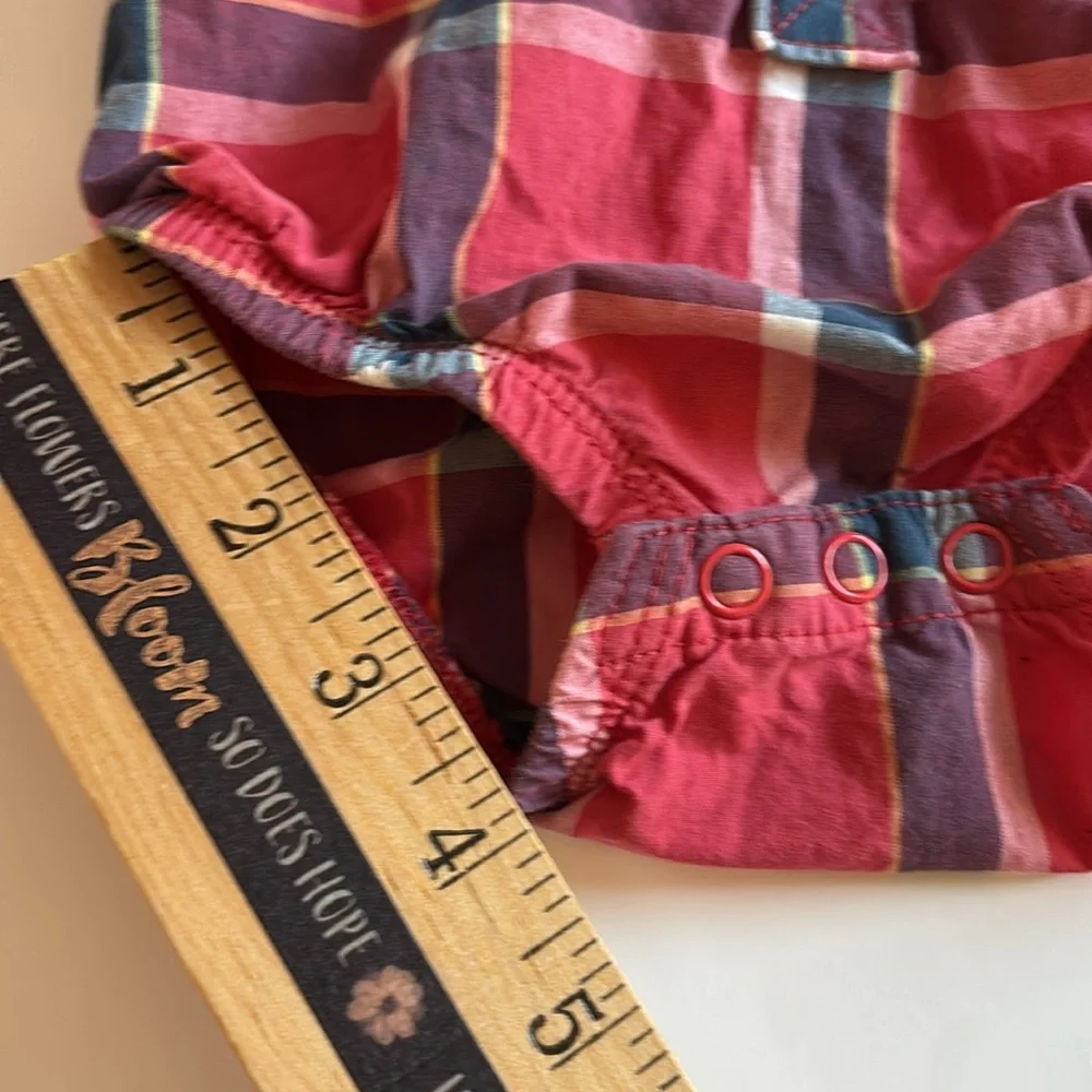 Oshkosh Boys 6M Button Down red Shirt Snap bottom Oshkosh 6 month bodysuit